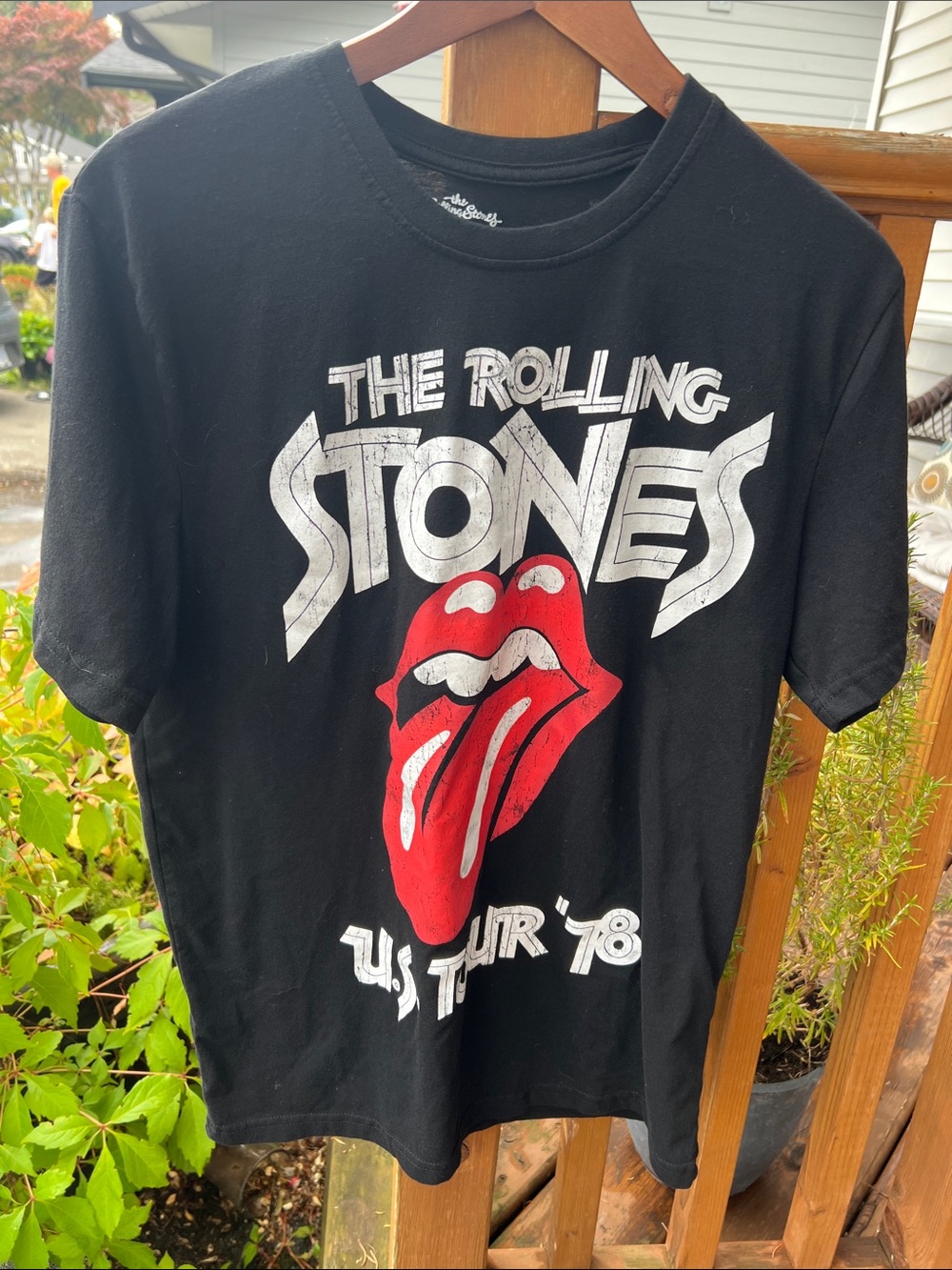 The Rolling Stones Black Tee with Red Tongue Graphic